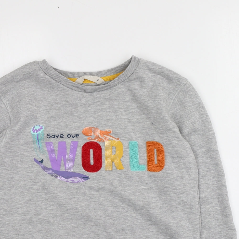 John Lewis Boys Grey Geometric Cotton Pullover Sweatshirt Size 10 Years   - Natural History Museum