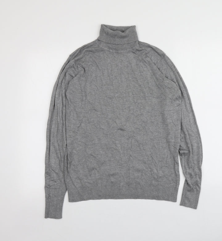 b.young Womens Grey Roll Neck Viscose Pullover Jumper Size L
