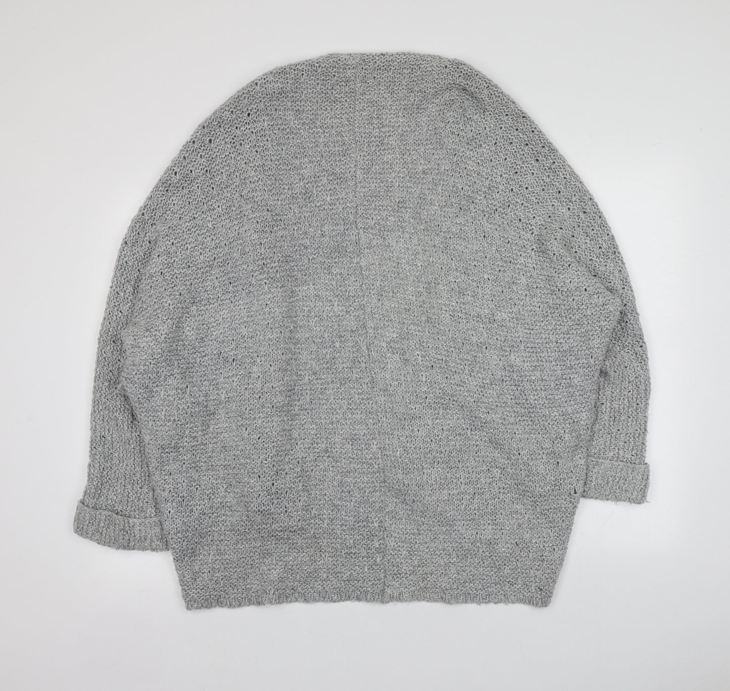 TU Womens Grey V-Neck  Acrylic Cardigan Jumper Size L