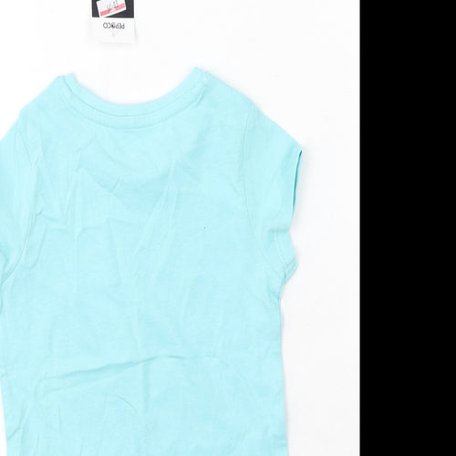 Pep & Co Baby Blue  Cotton Basic T-Shirt Size 12-18 Months Round Neck  - Animals
