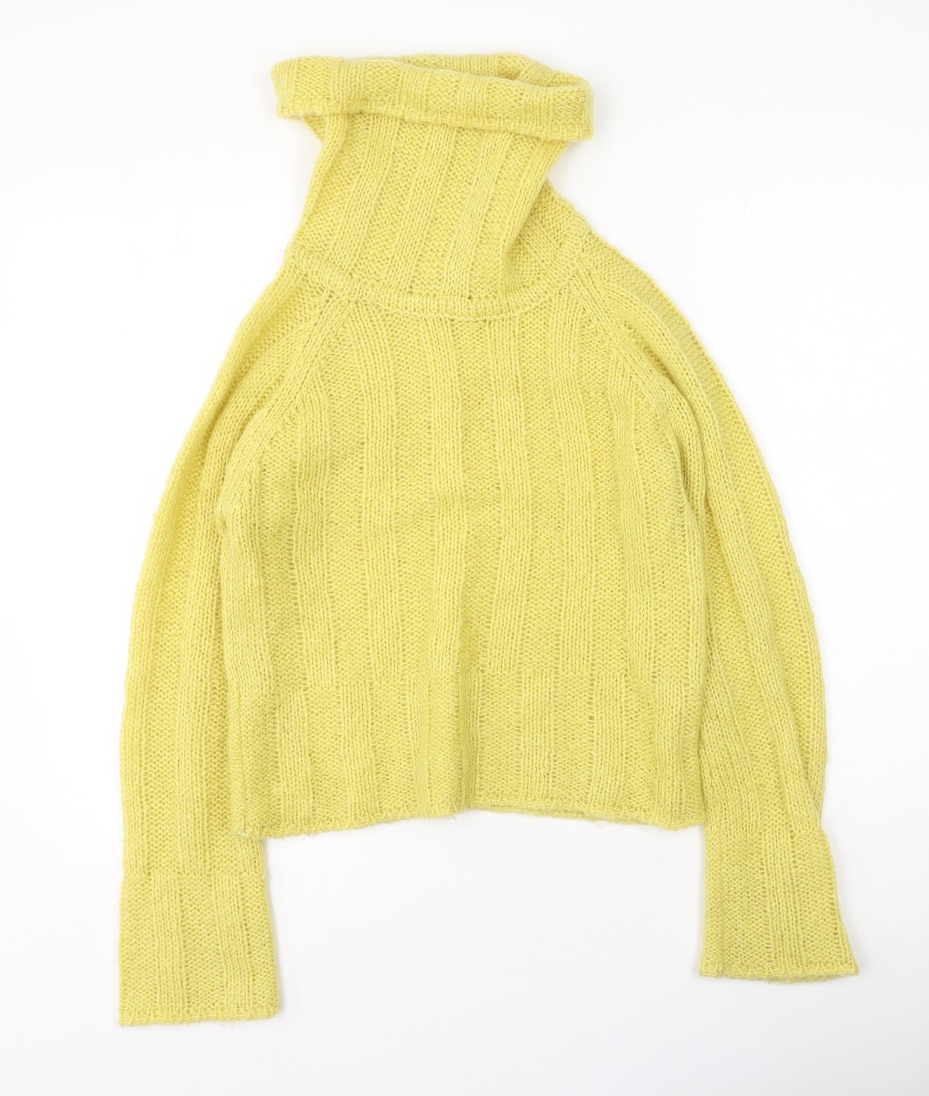 Preworn Womens Yellow High Neck  Polyester Pullover Jumper Size M
