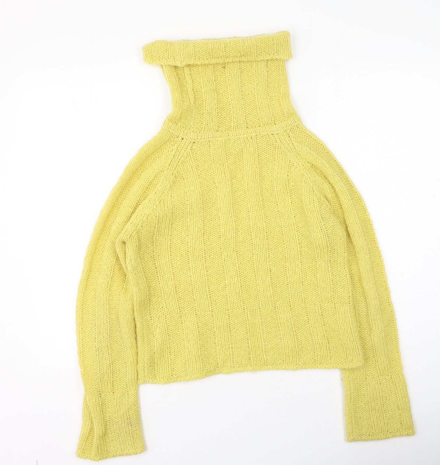 Preworn Womens Yellow High Neck  Polyester Pullover Jumper Size M