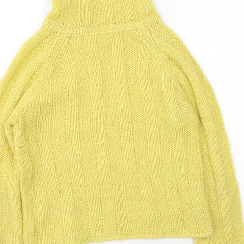 Preworn Womens Yellow High Neck  Polyester Pullover Jumper Size M