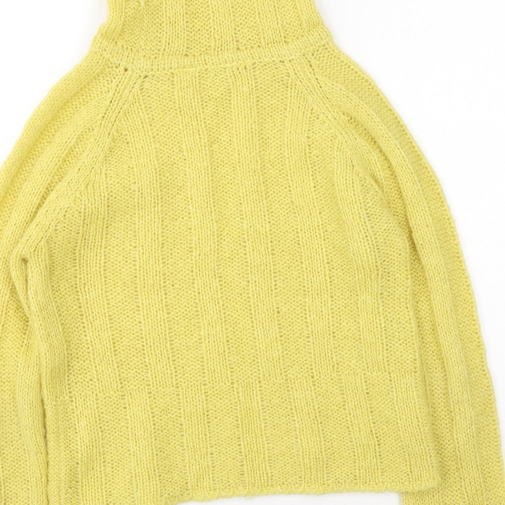 Preworn Womens Yellow High Neck  Polyester Pullover Jumper Size M