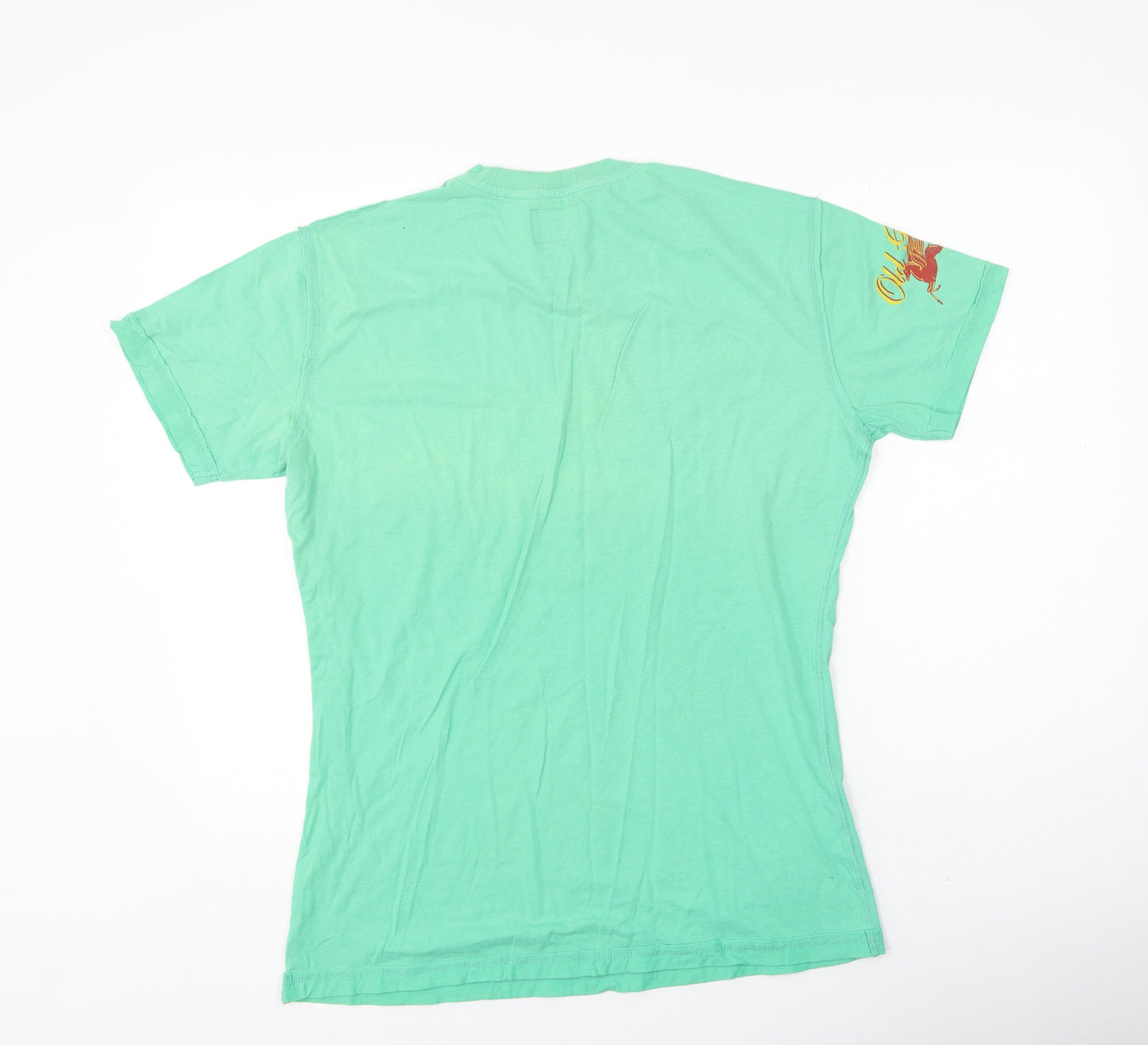 Old Glory Mens Green  Cotton  T-Shirt Size L Round Neck