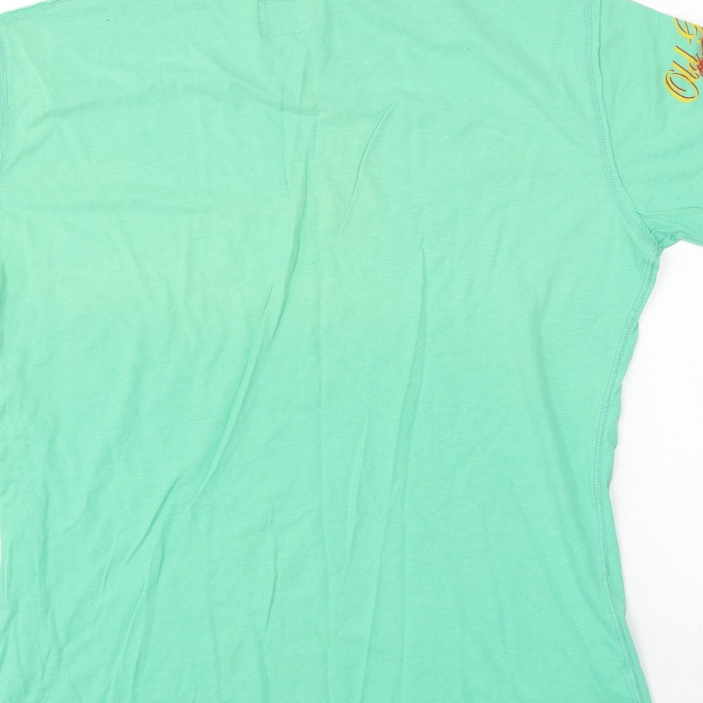Old Glory Mens Green  Cotton  T-Shirt Size L Round Neck