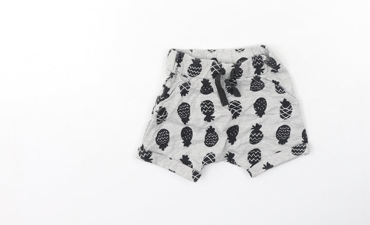 George  Baby Grey  Cotton Cropped Trousers Size 0-3 Months   - pineapples