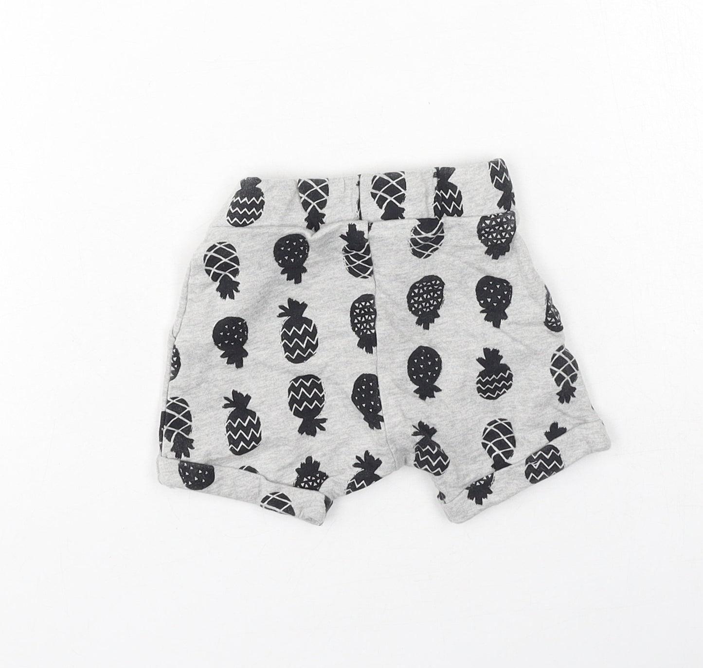 George  Baby Grey  Cotton Cropped Trousers Size 0-3 Months   - pineapples