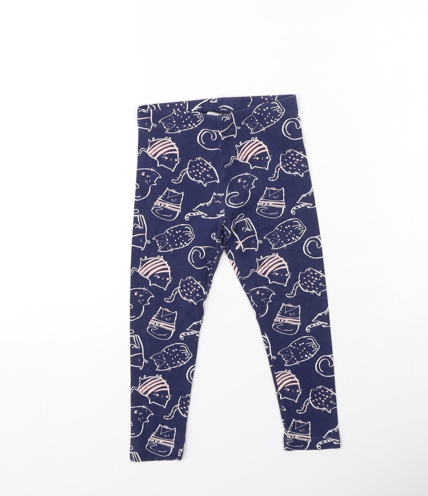 George  Girls Multicoloured  Cotton Jegging Trousers Size 3-4 Years  Regular  - cats