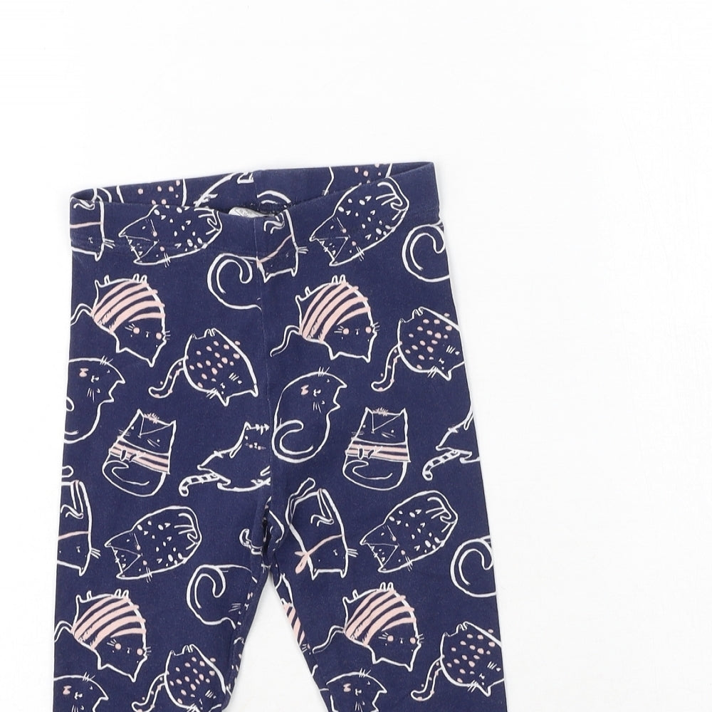 George  Girls Multicoloured  Cotton Jegging Trousers Size 3-4 Years  Regular  - cats