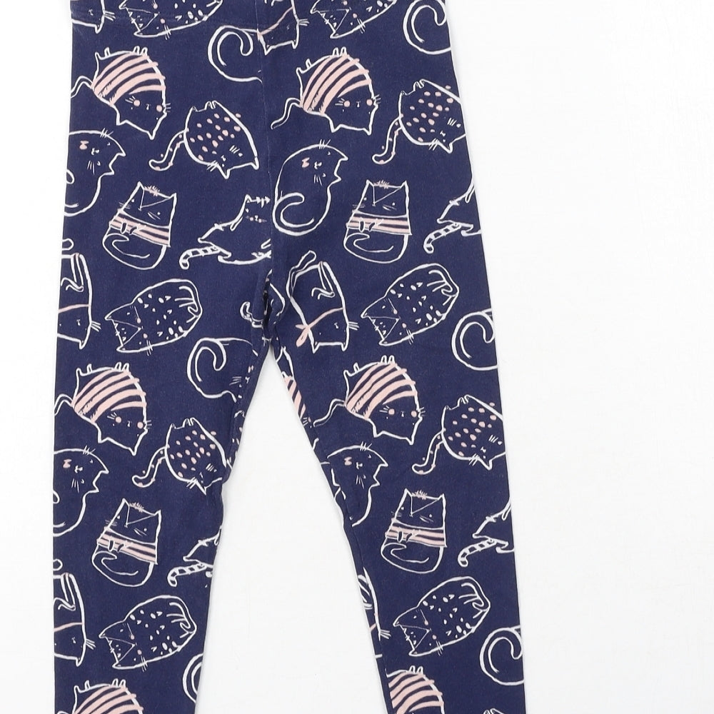 George  Girls Multicoloured  Cotton Jegging Trousers Size 3-4 Years  Regular  - cats