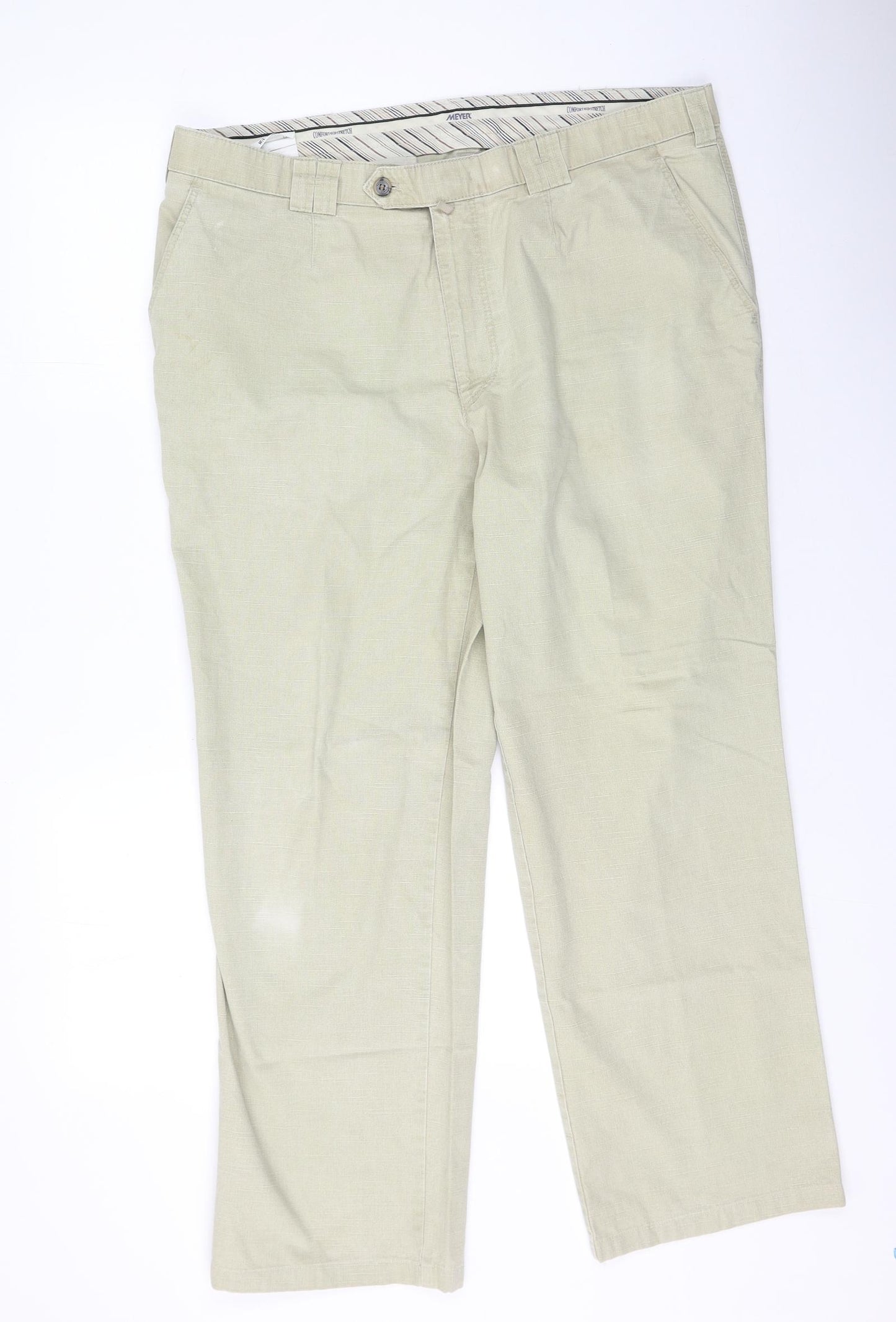 Meyer Mens Beige  Polyester Trousers  Size 40 L30 in Regular