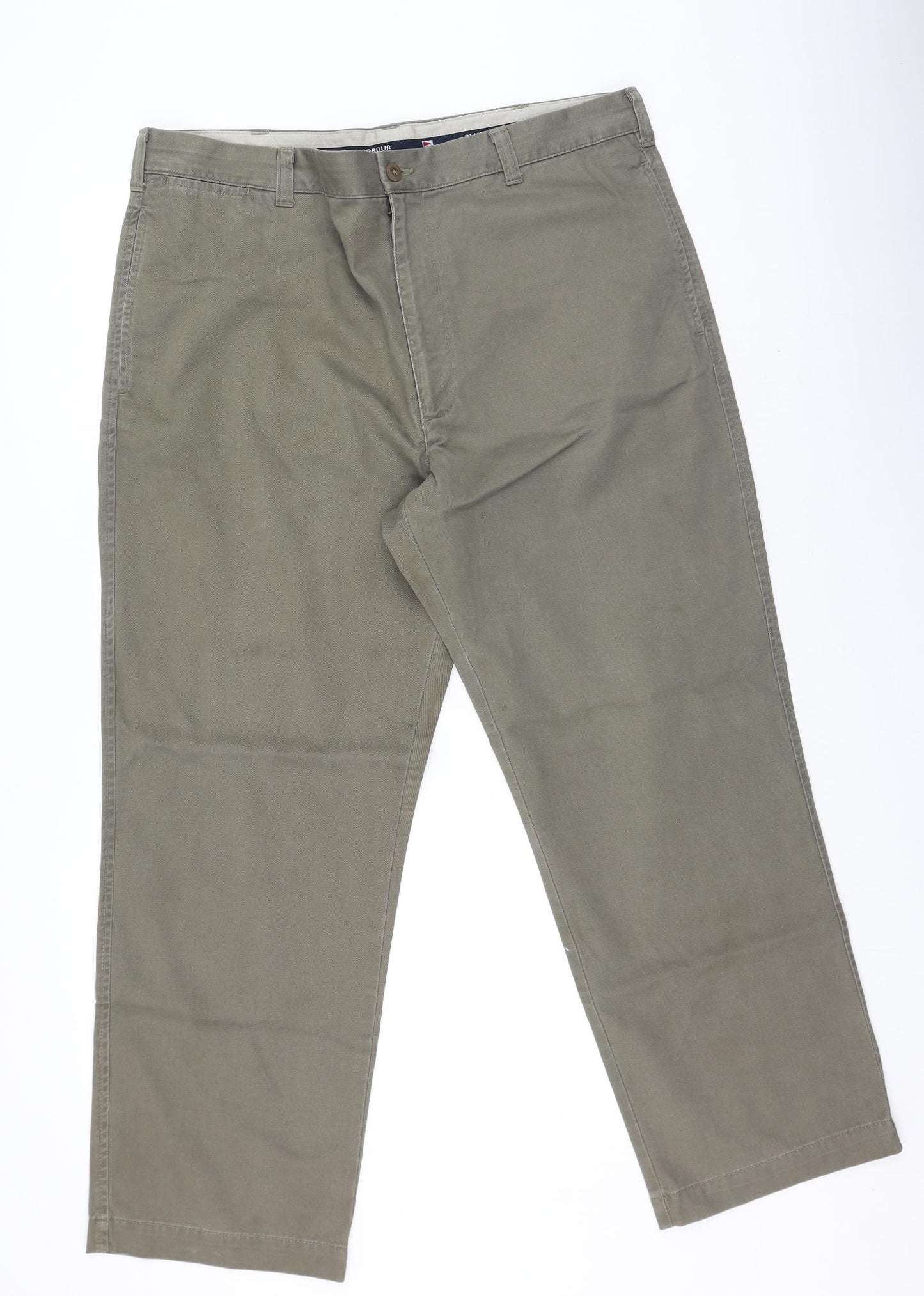 Marks and Spencer Mens Green  Cotton Trousers  Size 38 L29 in Regular