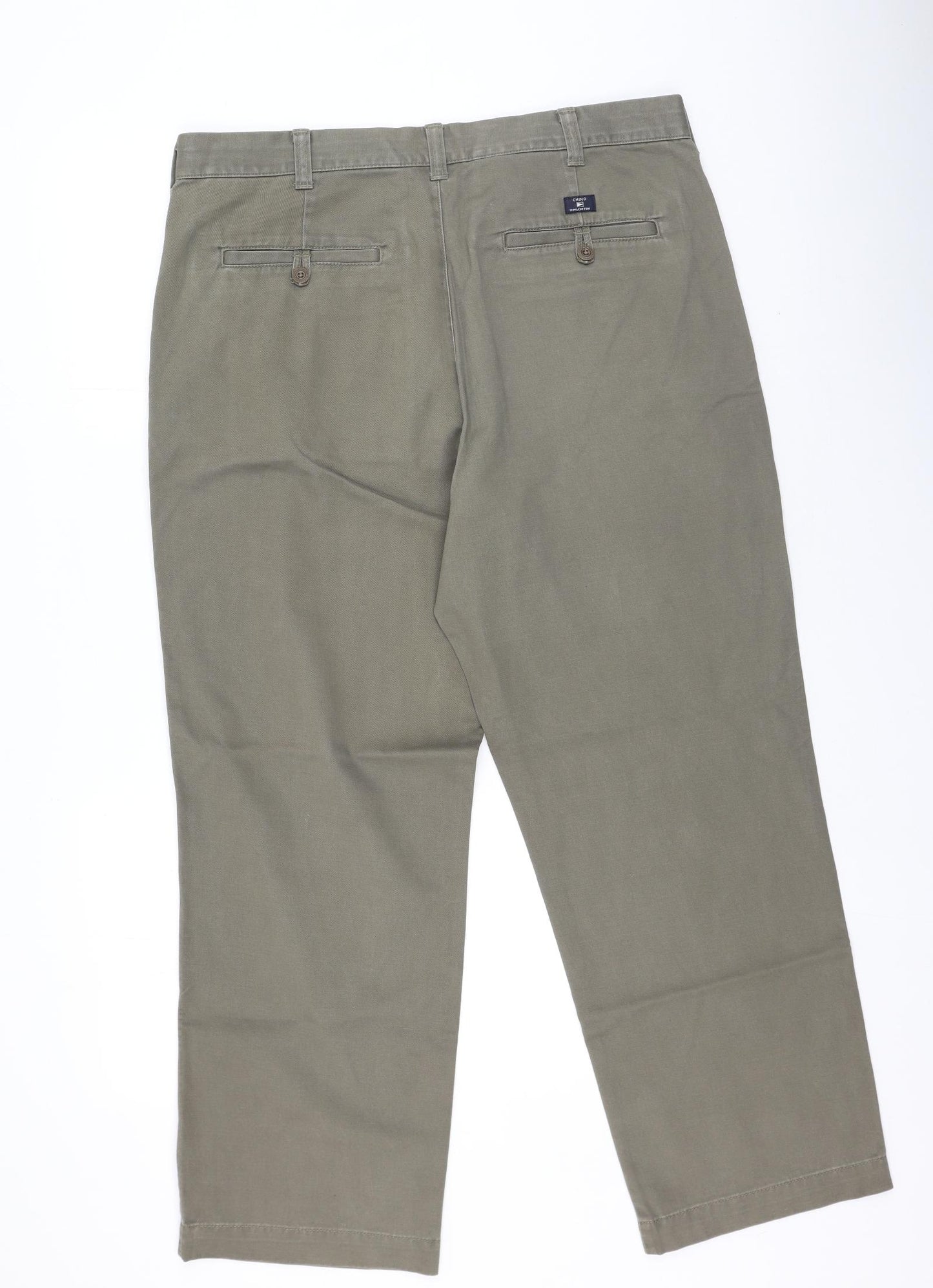 Marks and Spencer Mens Green  Cotton Trousers  Size 38 L29 in Regular