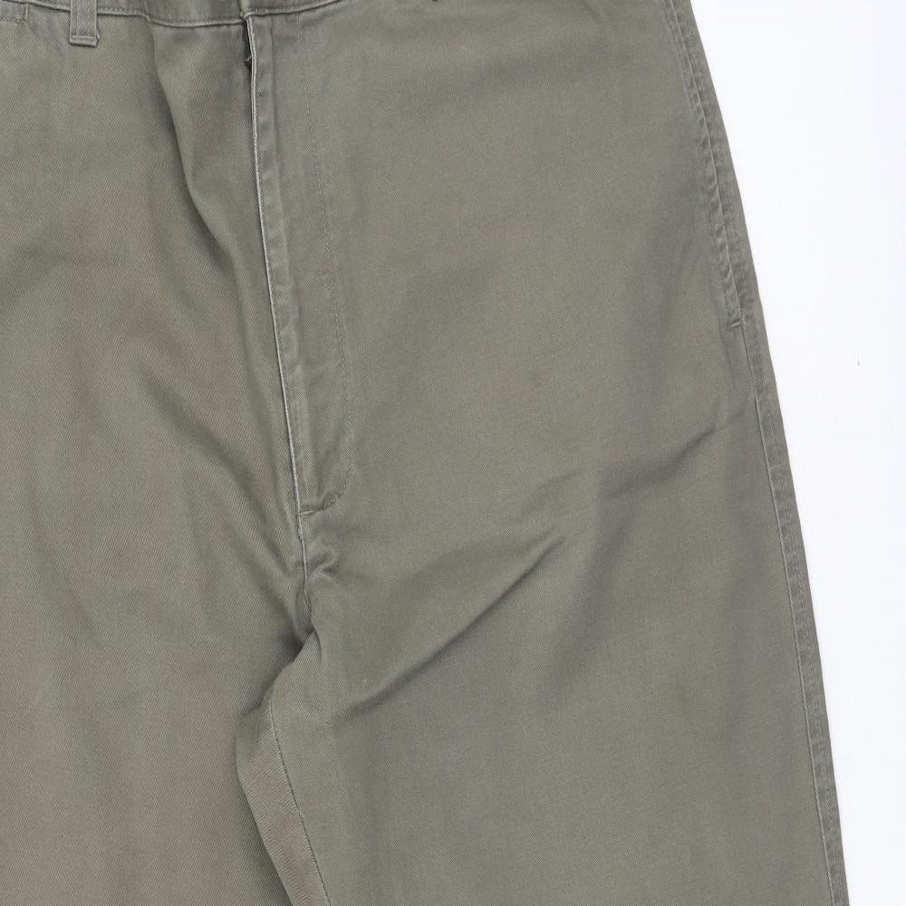 Marks and Spencer Mens Green  Cotton Trousers  Size 38 L29 in Regular