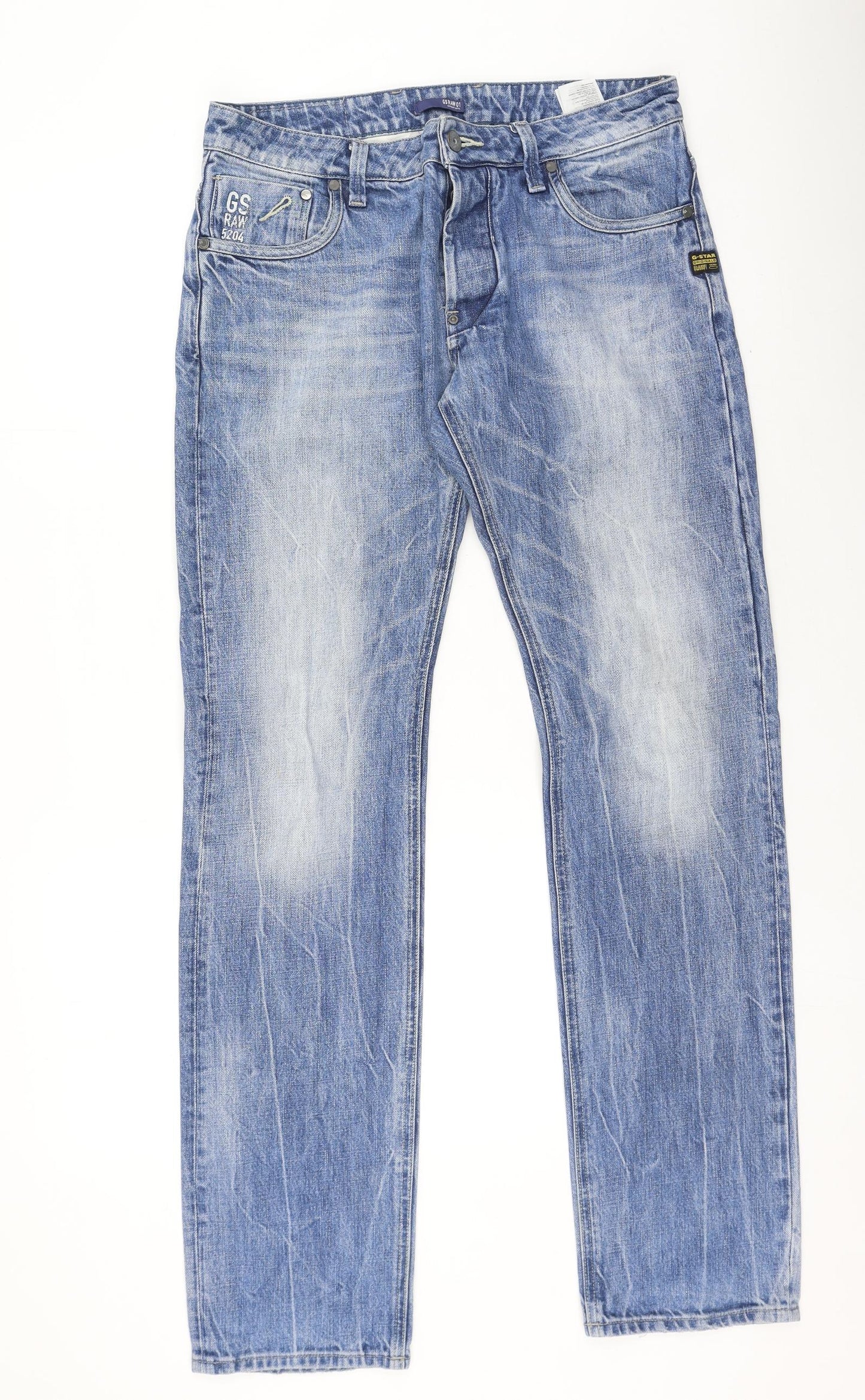 G-Star Mens Blue  Cotton Straight Jeans Size 32 L34 in Regular