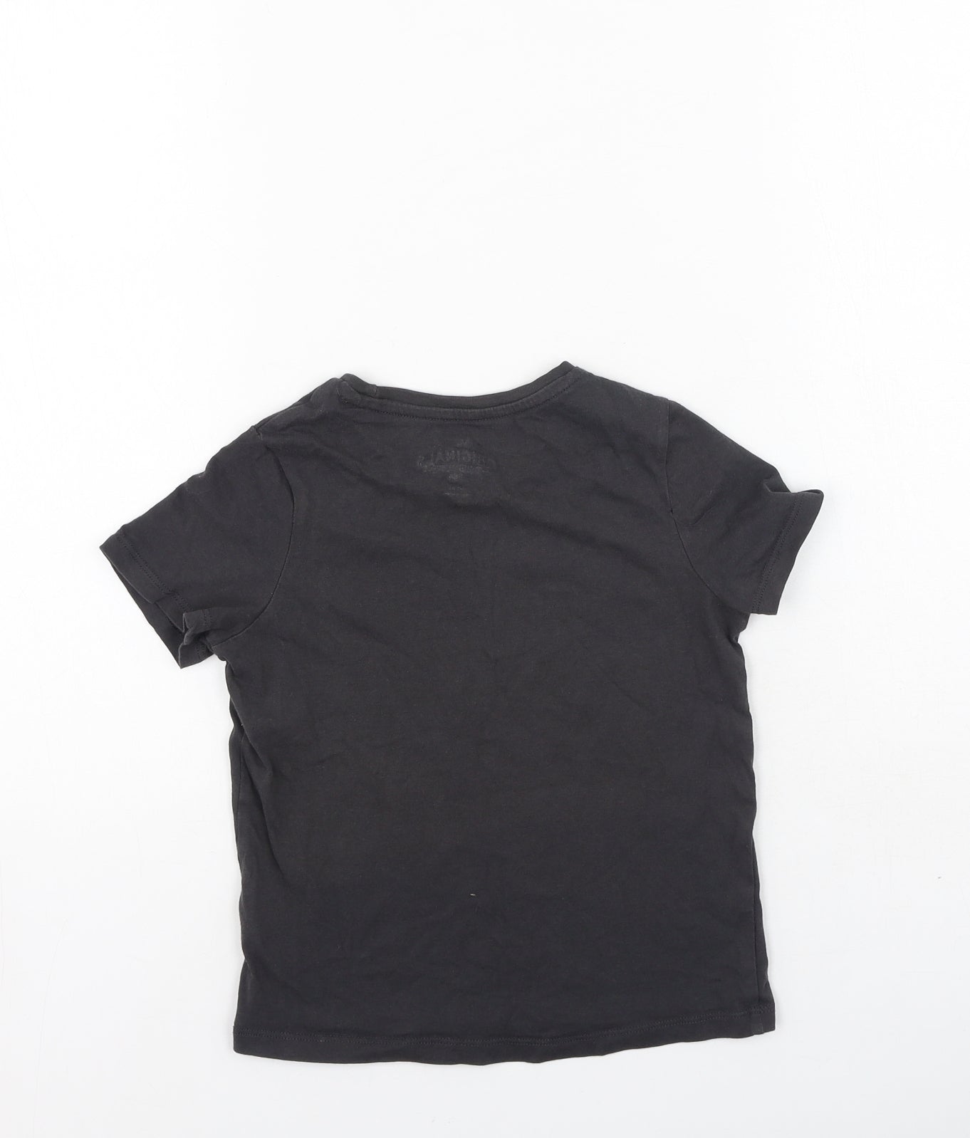 Marks and Spencer Girls Grey  Cotton Basic Casual Size 6-7 Years Round Neck  - Happy