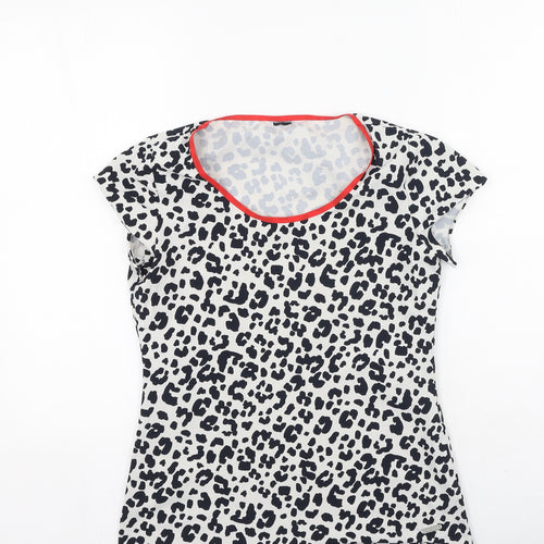 Preworn Womens Black Animal Print Polyamide Basic T-Shirt Size S Round Neck