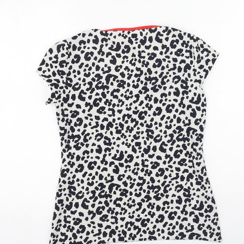 Preworn Womens Black Animal Print Polyamide Basic T-Shirt Size S Round Neck