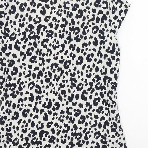 Preworn Womens Black Animal Print Polyamide Basic T-Shirt Size S Round Neck