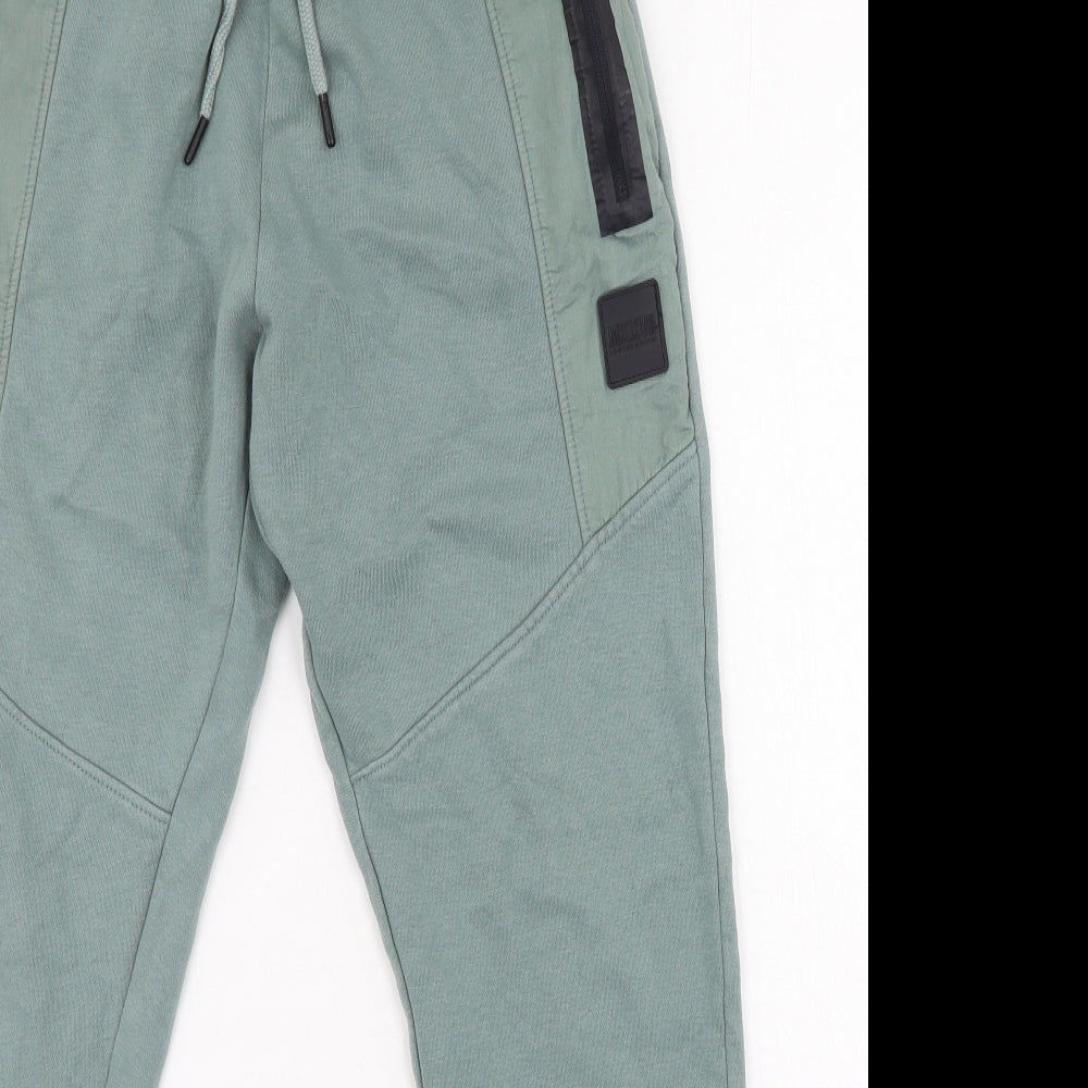 George  Boys Green  Cotton Jogger Trousers Size 13-14 Years  Regular