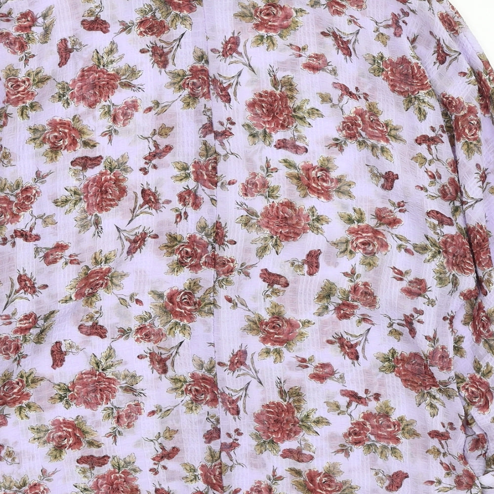 Zara Womens Purple Floral Polyester Basic Blouse Size XS Collared