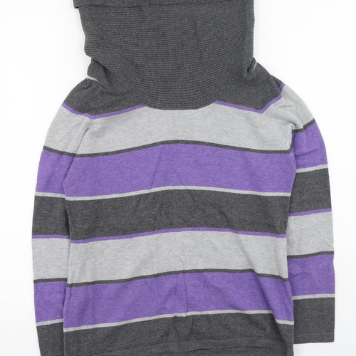 marble Womens Multicoloured High Neck Striped Cotton Pullover Jumper Size 10