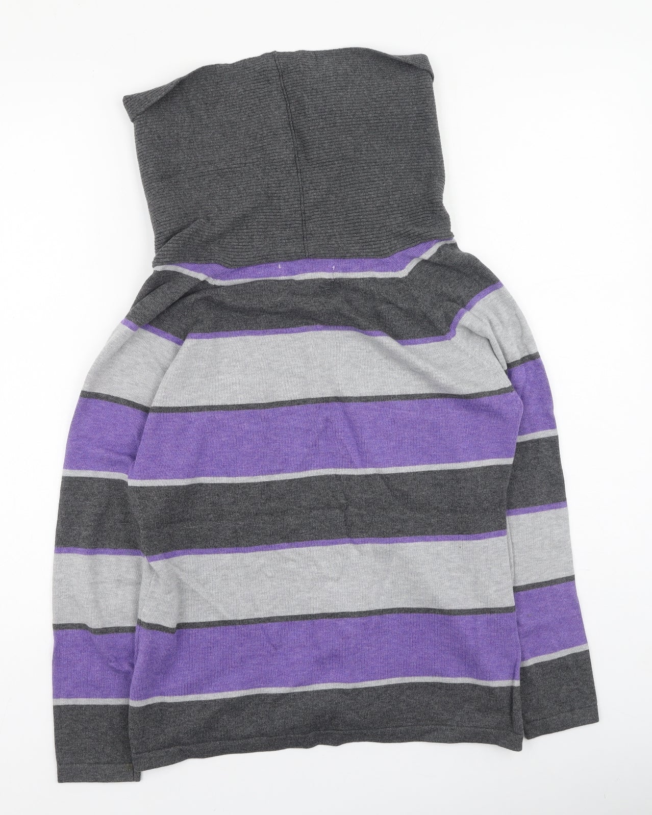 marble Womens Multicoloured High Neck Striped Cotton Pullover Jumper Size 10