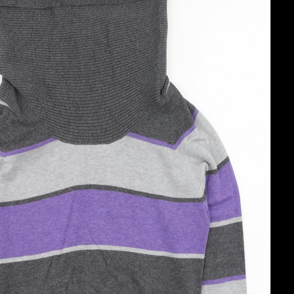 marble Womens Multicoloured High Neck Striped Cotton Pullover Jumper Size 10