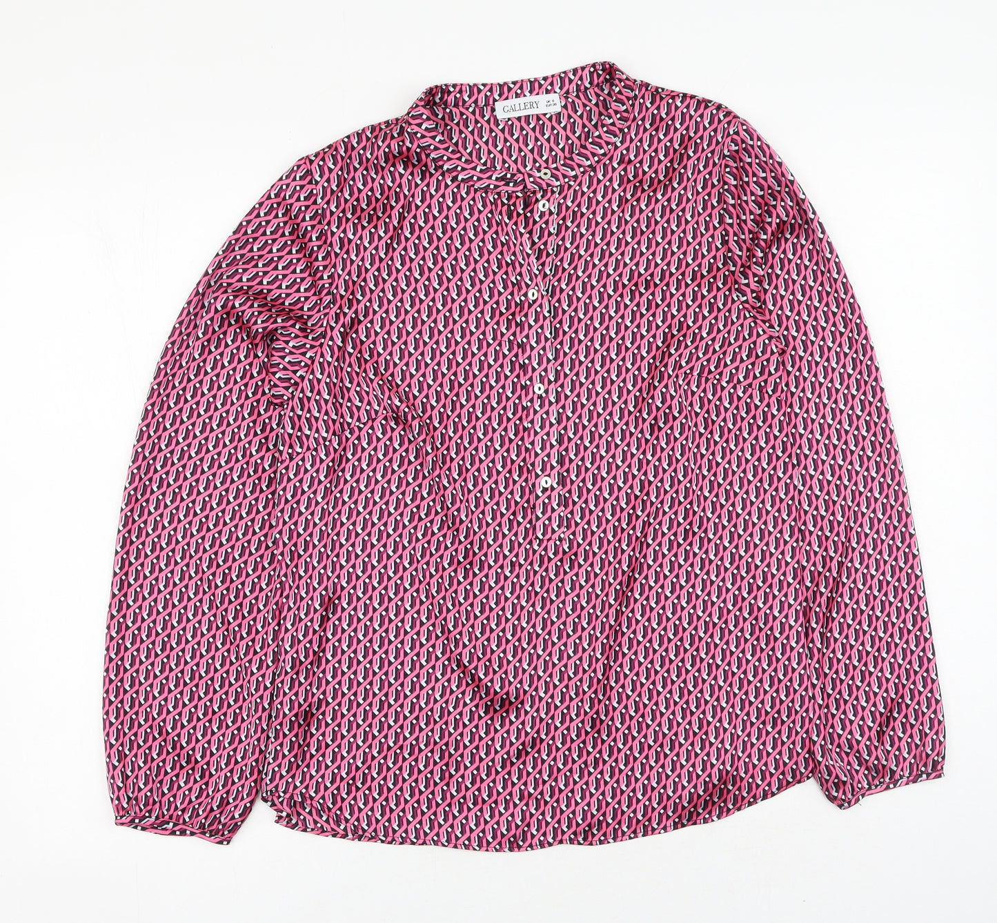 Gallery Womens Pink  Polyester Basic Blouse Size 8 Round Neck