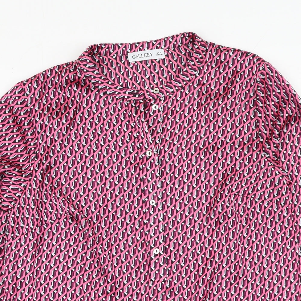 Gallery Womens Pink  Polyester Basic Blouse Size 8 Round Neck