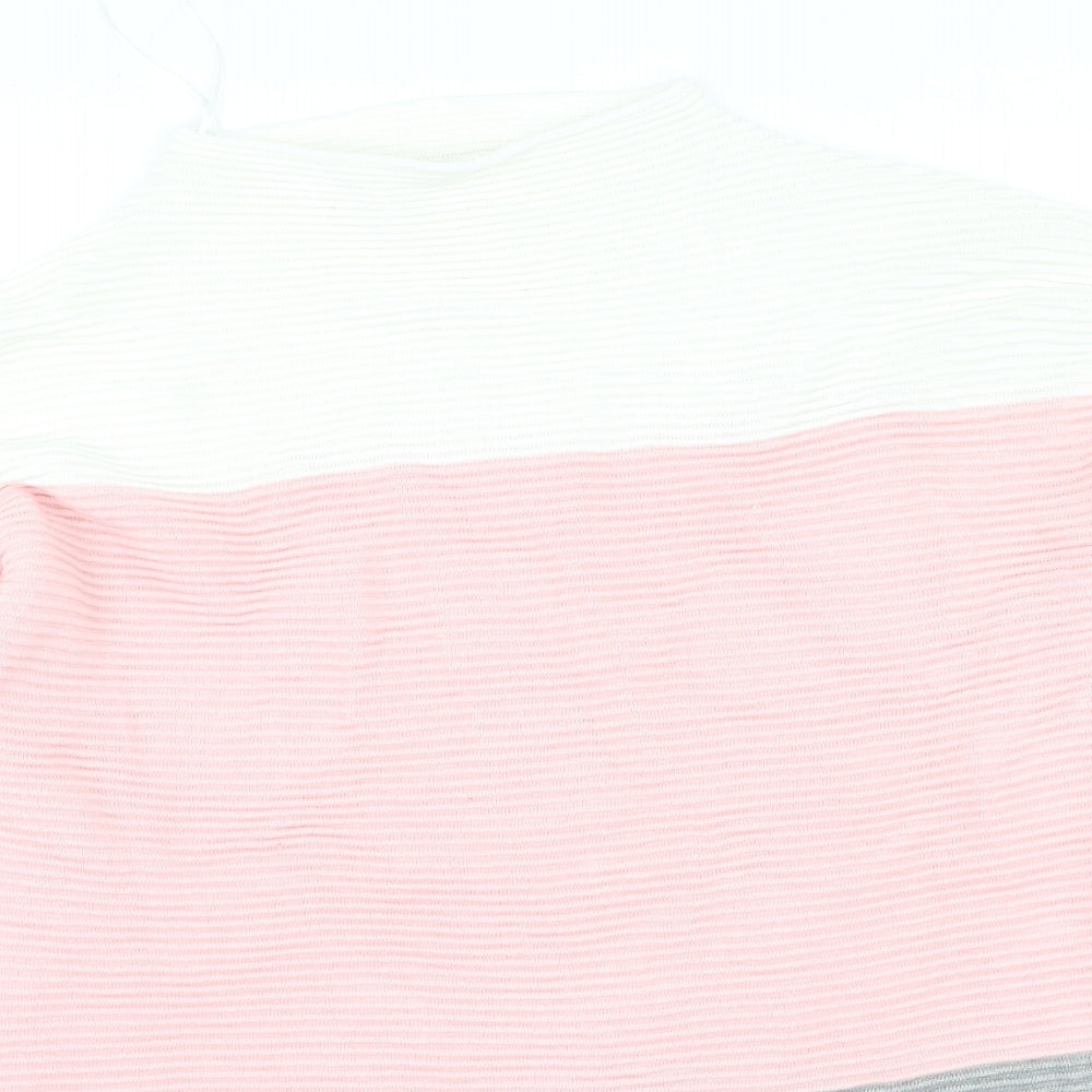 Body Flirt Womens Multicoloured Round Neck Striped Cotton Pullover Jumper Size M