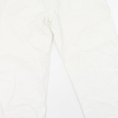 NEXT Womens Ivory  Linen Trousers  Size 10 L25 in Regular