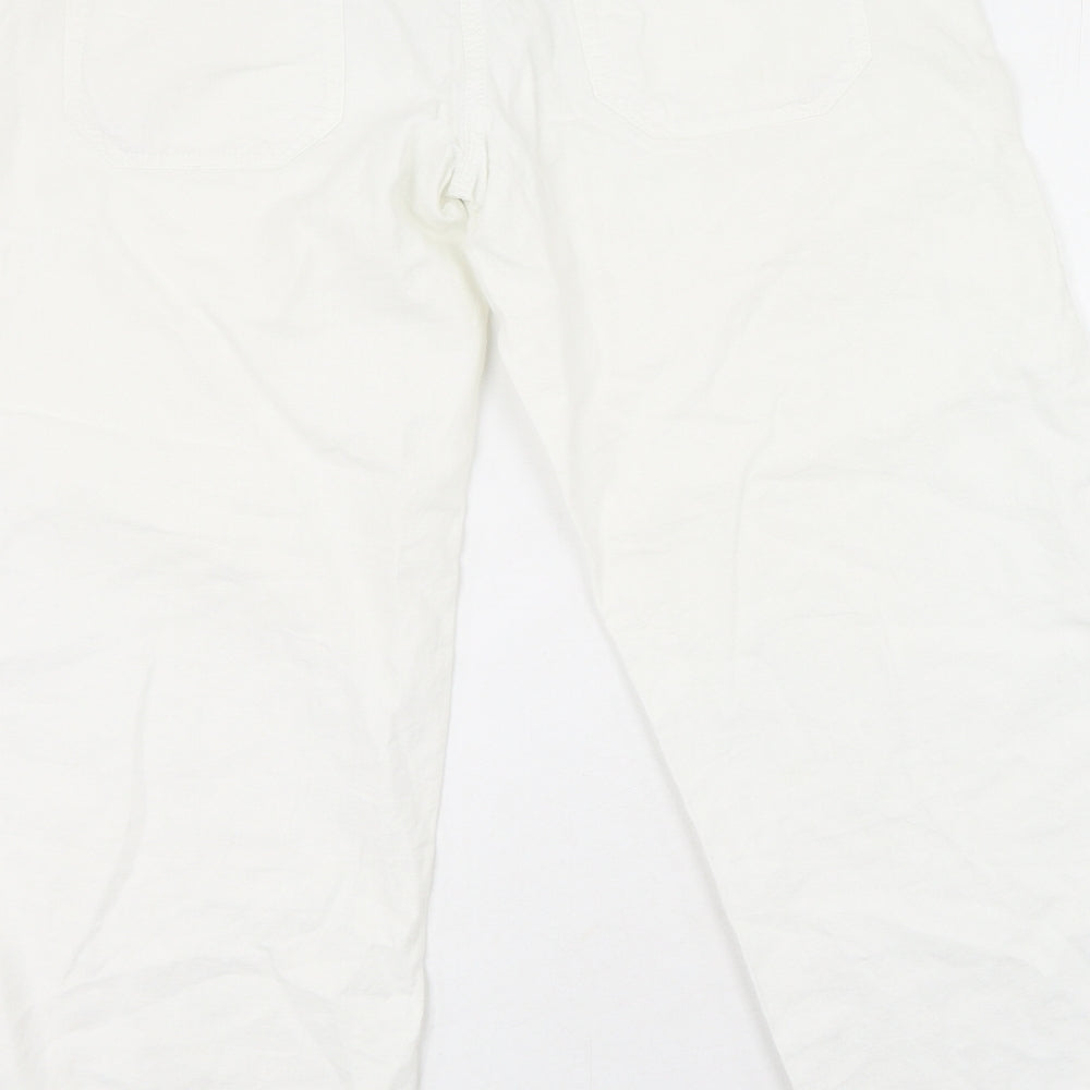 NEXT Womens Ivory  Linen Trousers  Size 10 L25 in Regular