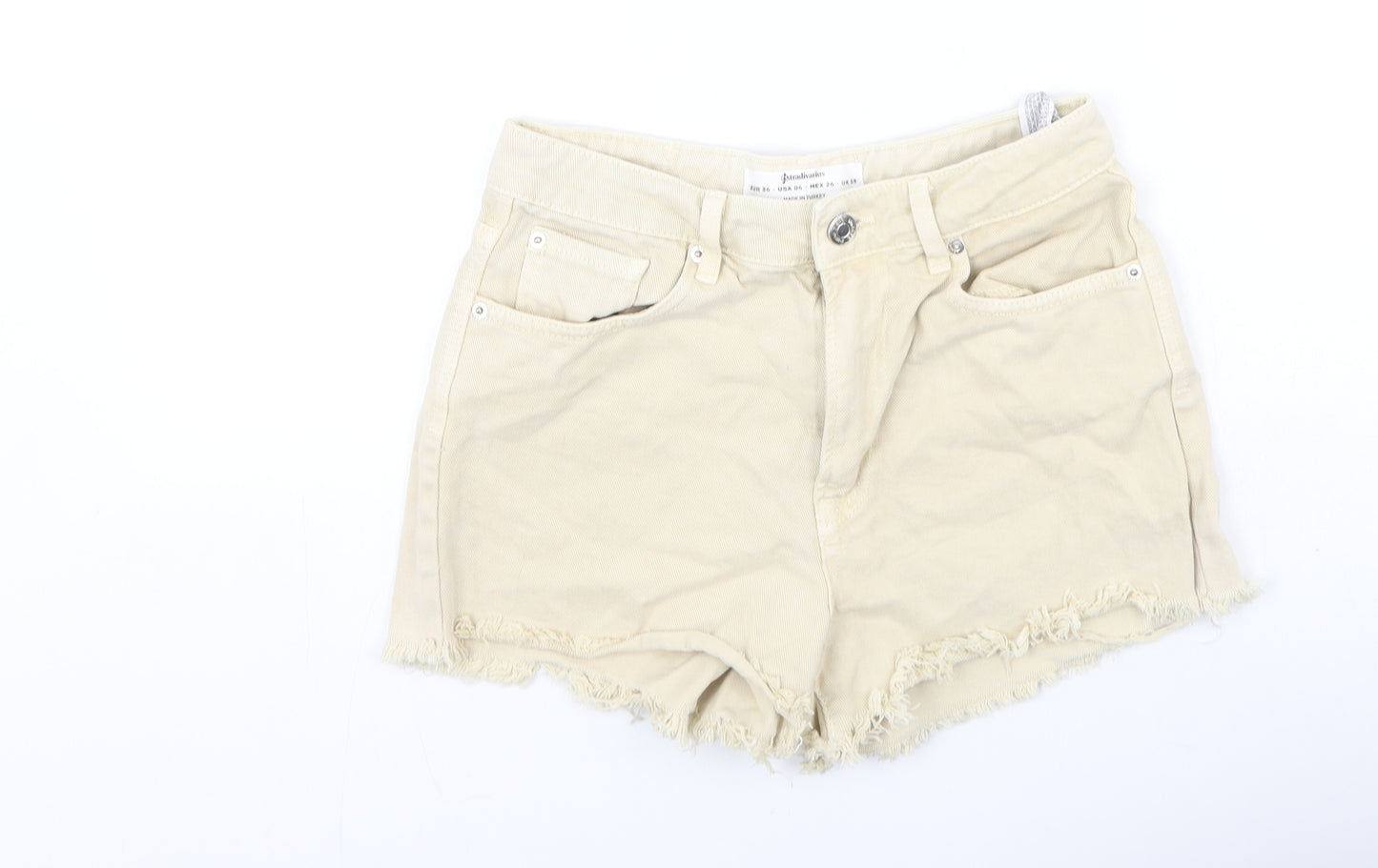 Stradivarius Womens Beige  Cotton Hot Pants Shorts Size 8 L3 in Regular