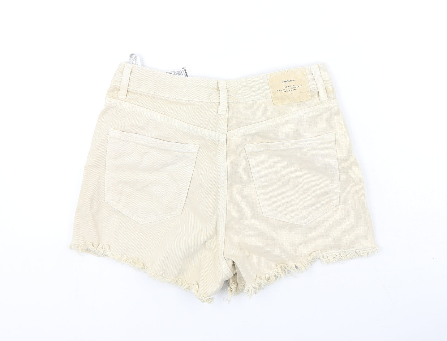Stradivarius Womens Beige  Cotton Hot Pants Shorts Size 8 L3 in Regular