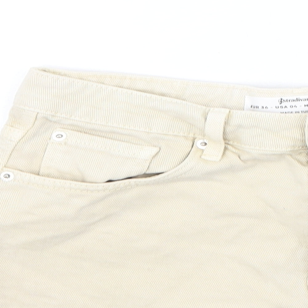Stradivarius Womens Beige  Cotton Hot Pants Shorts Size 8 L3 in Regular