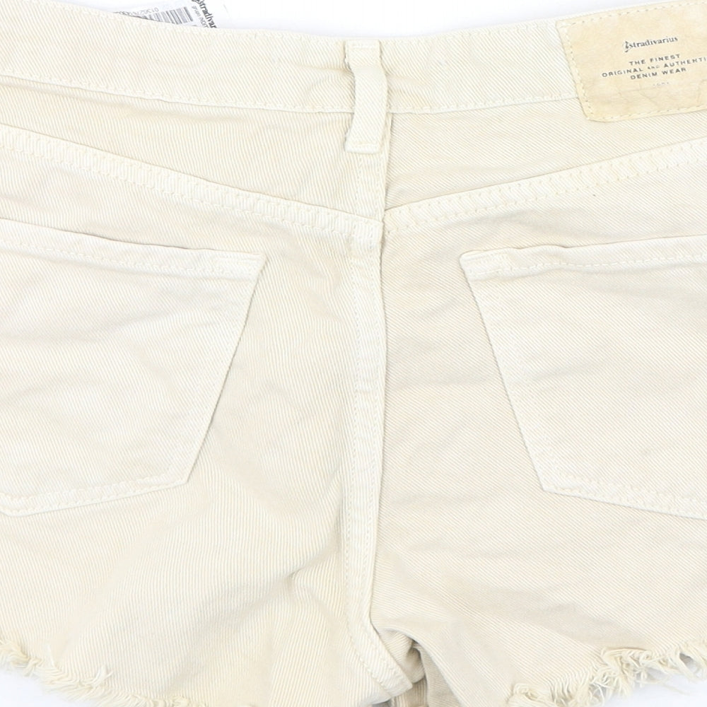 Stradivarius Womens Beige  Cotton Hot Pants Shorts Size 8 L3 in Regular