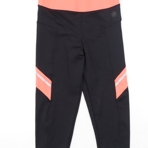 aurique Womens Black  Polyester Cropped Leggings Size M