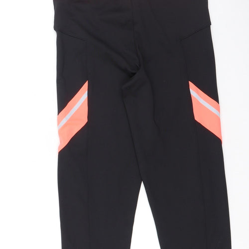 aurique Womens Black  Polyester Cropped Leggings Size M