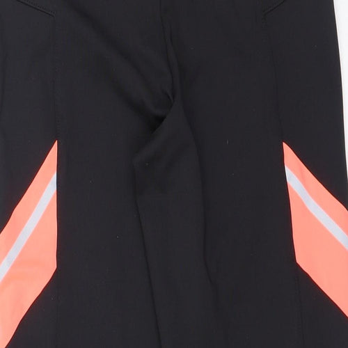 aurique Womens Black  Polyester Cropped Leggings Size M