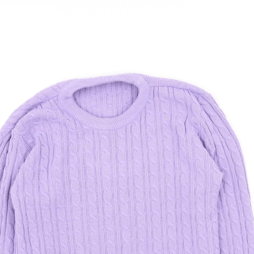 Pure & Natural  Womens Purple Round Neck  Polyester Pullover Jumper Size S