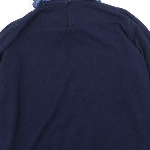 Papaya Womens Blue Collared  Acrylic Pullover Jumper Size 16