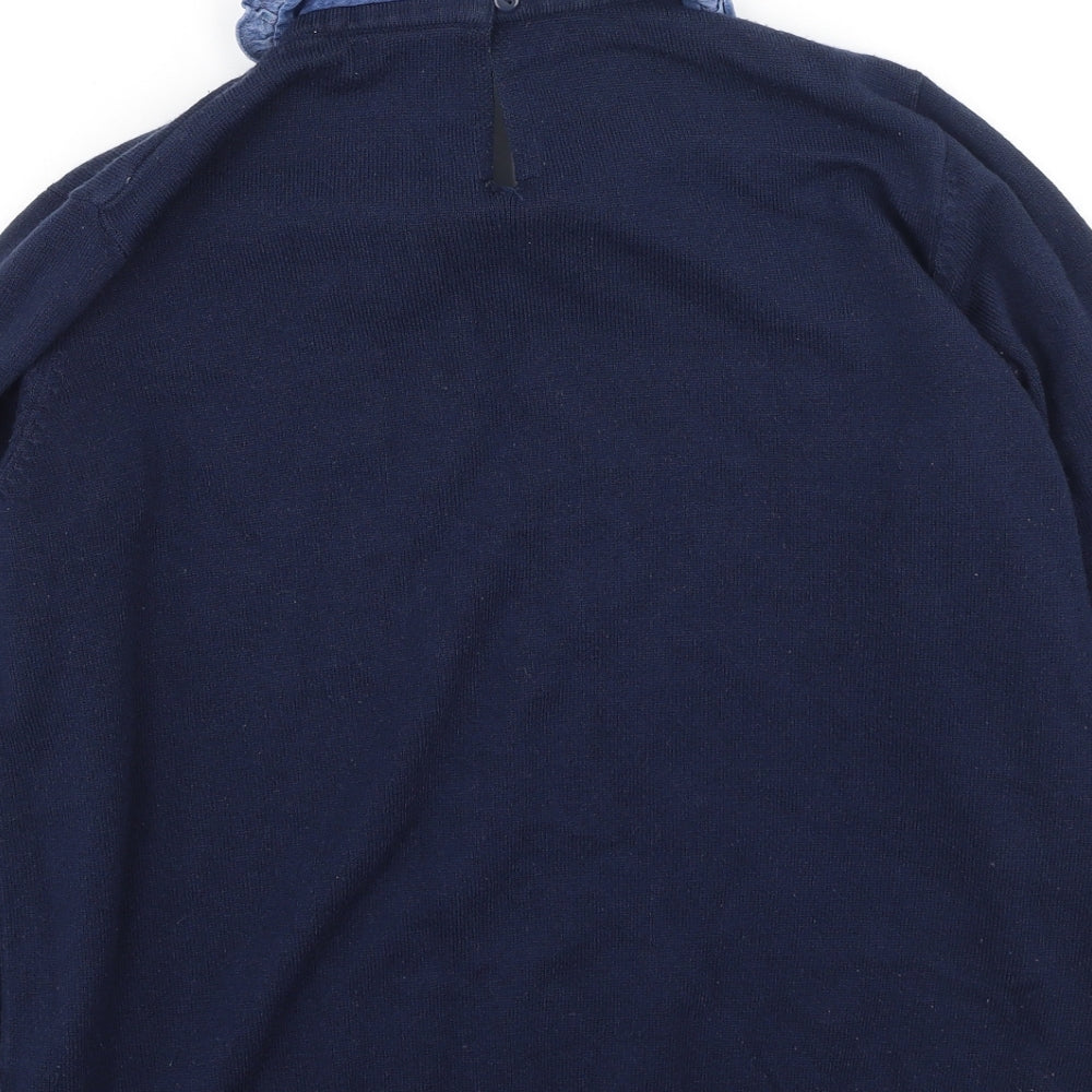 Papaya Womens Blue Collared  Acrylic Pullover Jumper Size 16