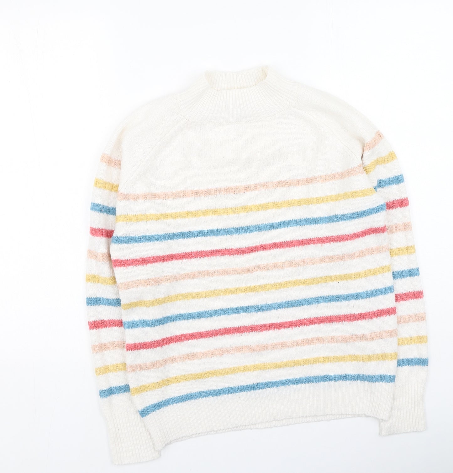 Papaya Womens Multicoloured Round Neck Striped Acrylic Pullover Jumper Size S