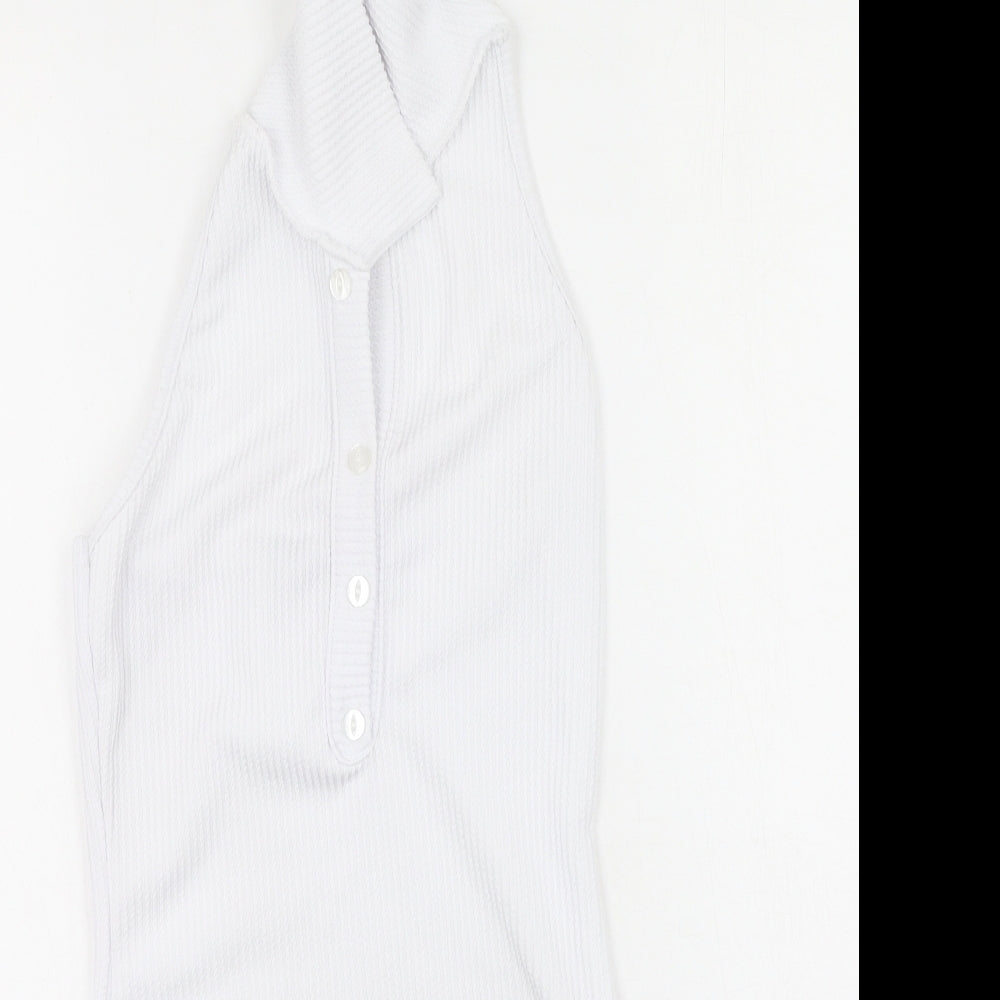 PRETTYLITTLETHING Womens White  Polyester Bodycon  Size 8  Collared