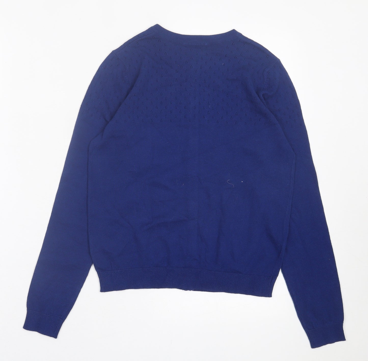 NEXT Girls Blue Crew Neck  Cotton Cardigan Jumper Size 12 Years  Button - School Wear