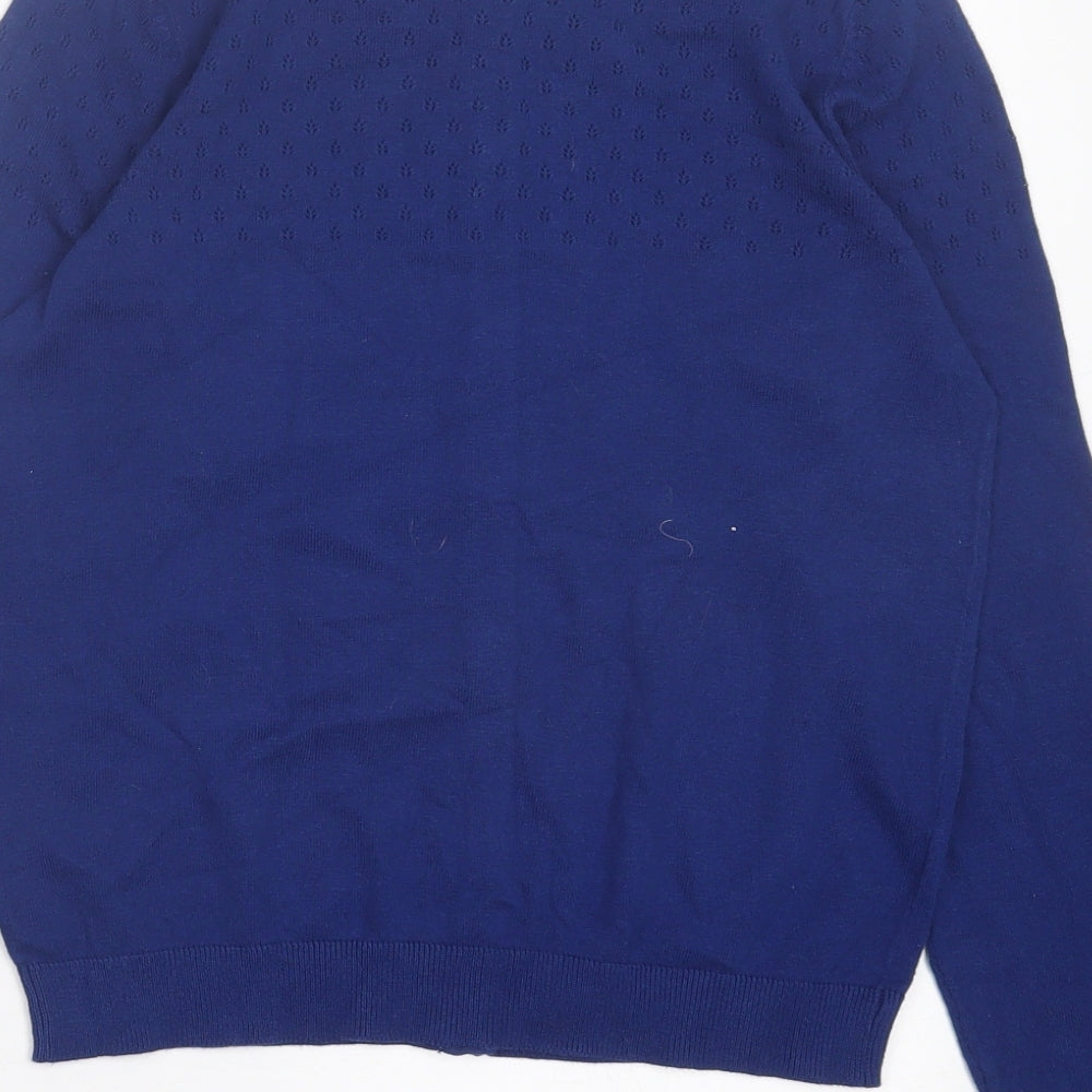 NEXT Girls Blue Crew Neck  Cotton Cardigan Jumper Size 12 Years  Button - School Wear