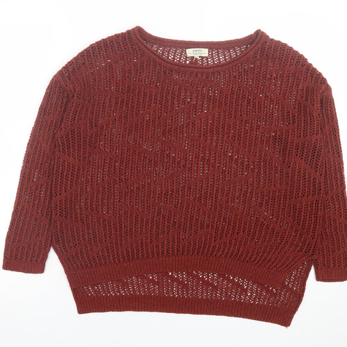 Papaya Womens Brown Boat Neck  Acrylic Pullover Jumper Size S