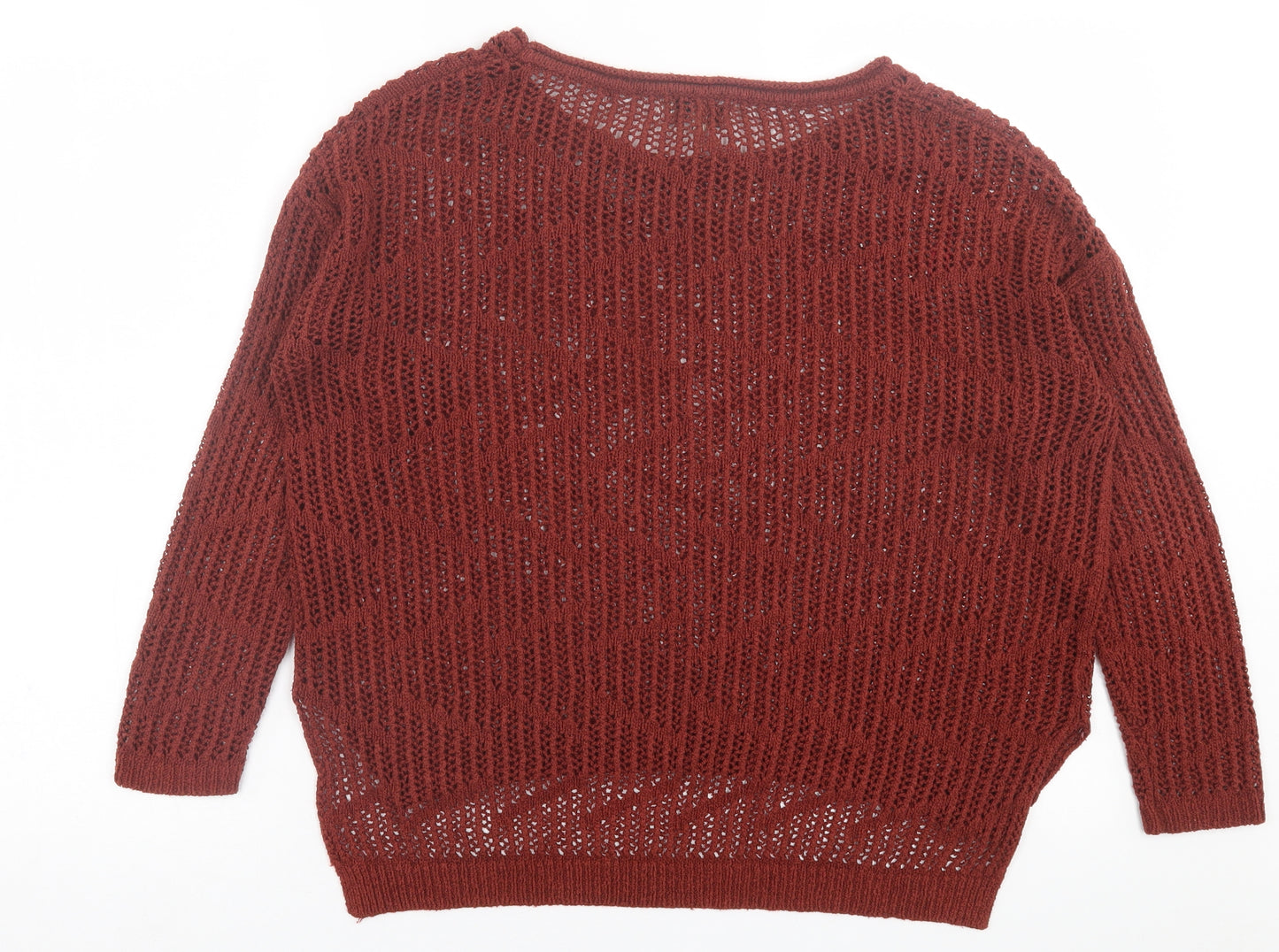 Papaya Womens Brown Boat Neck  Acrylic Pullover Jumper Size S